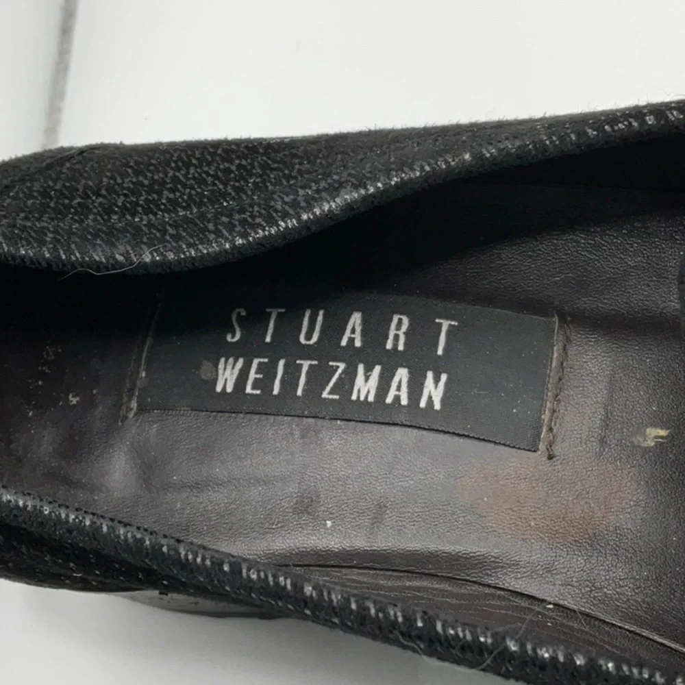 Stuart Weitzman Black Woven Leather Women’s Shoes, Size 8